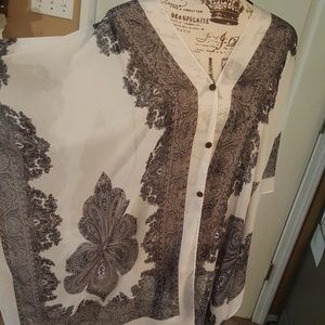 Sheer poncho style handkerchief blouse